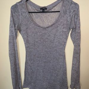 Gray sheer long sleeve shirt
